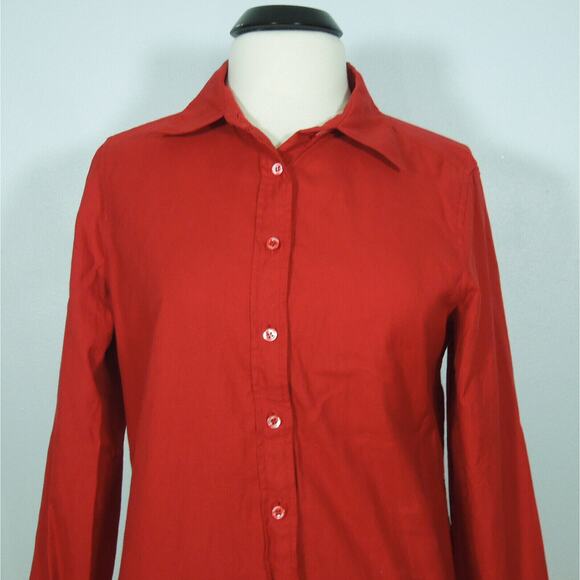 J.CREW Shirt 10 Laura Femme Fit Red Cotton Button Front - Picture 6 of 7